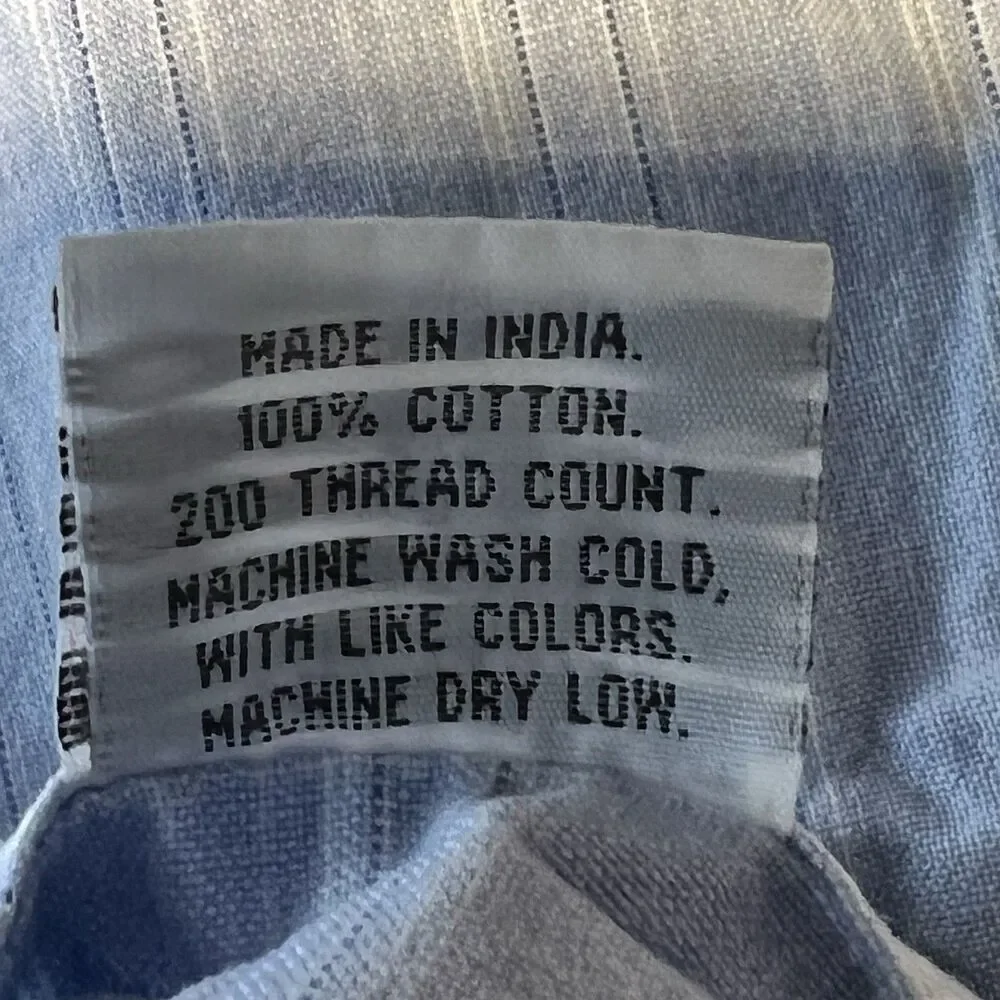 Crate and Barrel Blue Shirting Striped Pillowcases Coastal Beach Nautical 19x28